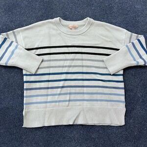 Philosophy Republic Clothing Sweater Womens 1X Gray Striped Crewneck Pullover